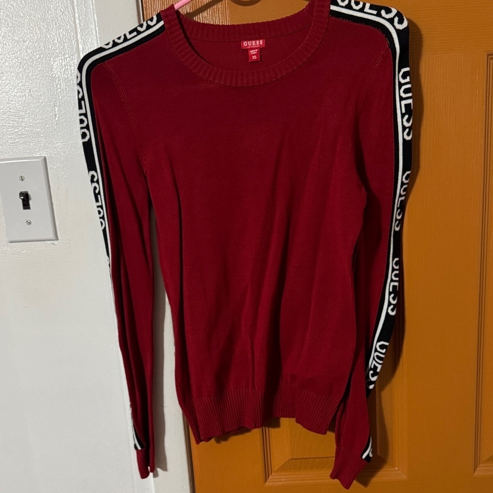 Guess Red Knit Top with Logo Accents